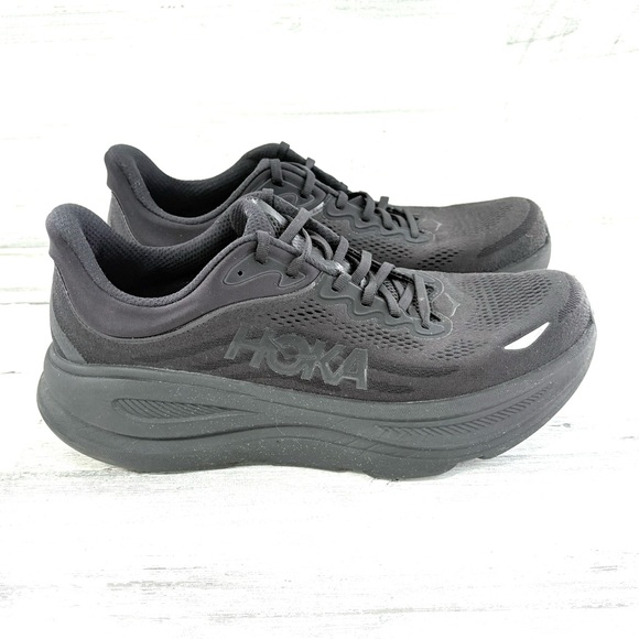HOKA Men’s Size 11.5D Bondi 9 Running/Training Shoes In Black Lace Up - Picture 1 of 9